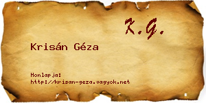 Krisán Géza névjegykártya